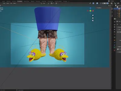 Short and Slippers of big bird 3D model