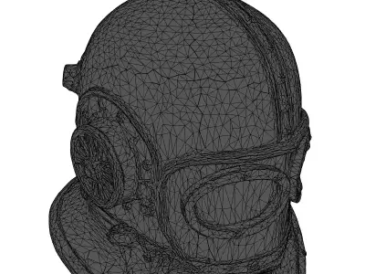 Steampunk Helmet Brass Copper Leather 3D model