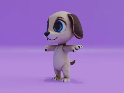 Cute Puppy Character T-Pose dog Free low-poly 3D model