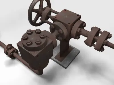 High-pressure industrial valves with measurement devices 3D model