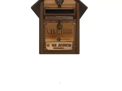 Rustic Wooden Mailbox with Post 3D model