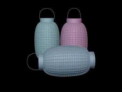 Japanese lantern Low-poly 3D model