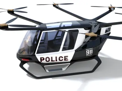 Police Drone with Interior 3D model