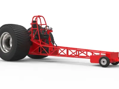 Chassis of pulling tractor 3D model