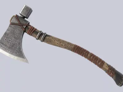 Fantasy hatchet Low-poly 3D model get