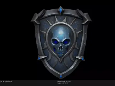 Low Poly Stylized Ethereal Skull Shield Low-poly 3D model