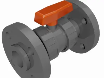 PVC Manual Ball Valves - DIN Flanged Ends Free 3D model