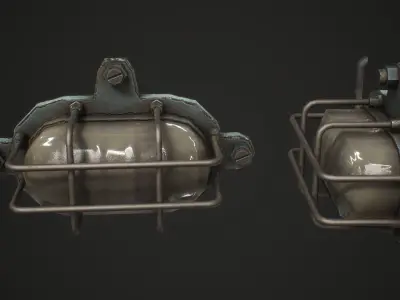 Bunker Wall Lamp - PBR Game Ready Low-poly 3D model
