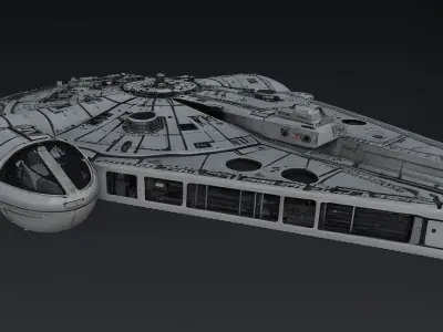 Millennium Falcon with Interior Star Wars 3D Model Low-poly 3D model