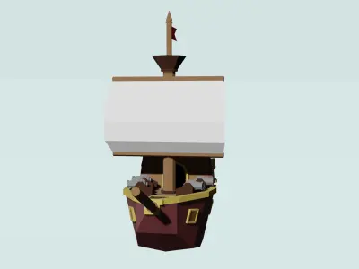 Low-poly battle ship Low-poly 3D model