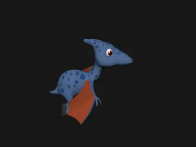 3D Model Pterodactyl Dinosaur  Character Model with Textures Low-poly 3D model