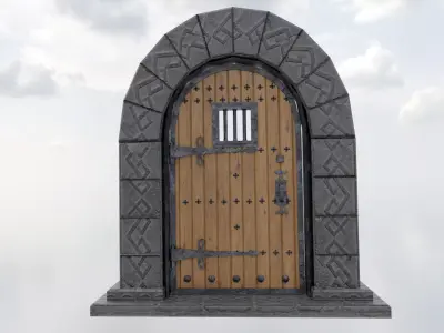 Medieval Door Low-poly 3D model
