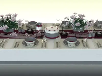 dinner table set Free 3D model