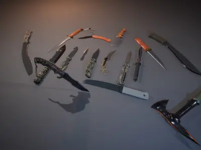Knives 16 Assets Low-poly 3D model