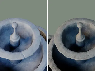 Ancient Big Concrete Fountain old water Low-poly 3D model