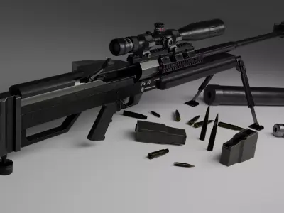 Steyr HS 50 M1  50 BMG anti-material  sniper rifle Low-poly 3D model