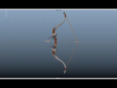 3D Bow and Arrow Advance Rig Low-poly 3D model