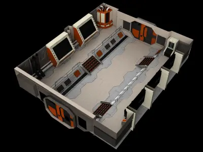 Low-Poly Sci-Fi Control Room Low-poly 3D model