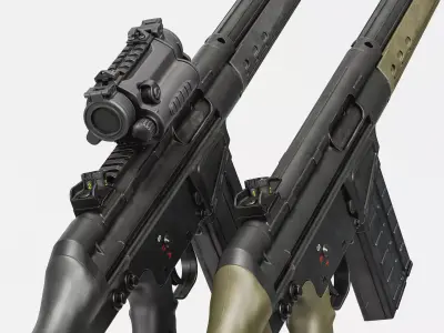 G3-AK4 Rifle Low-poly 3D model