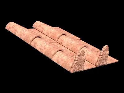 Roman roof tiles Low-poly 3D model