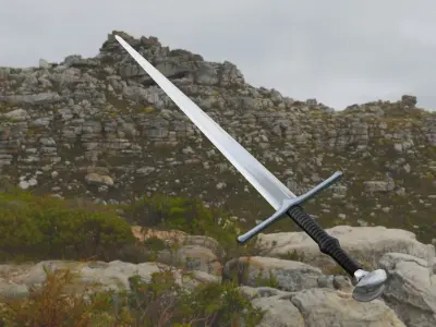 Lowpoly medieval longsword - PBR Low-poly 3D model