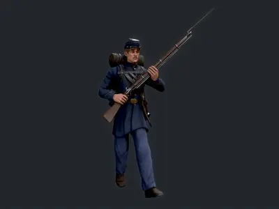 Soldier 4 A pose Low poly character redy for game Low-poly 3D model