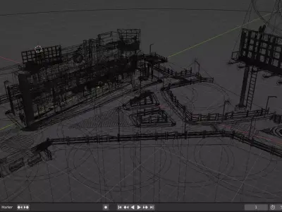 Street Block Low-poly 3D model