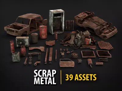 Rusty Industrial Scrap Debris Pack - 39 Assets PBR Game Ready Low-poly 3D model