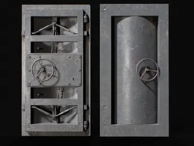 Bunker door Pbr lowpoly bunker gate 06 with 2 skins Low-poly 3D model