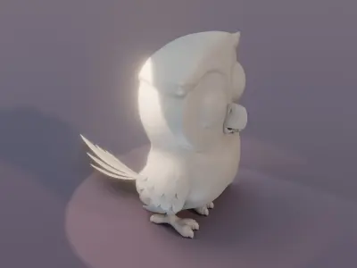 Cartoon Owl Rigged Base Mesh 3D Model Low-poly 3D model