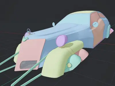 Sci-FI old car Animation Free low-poly 3D model