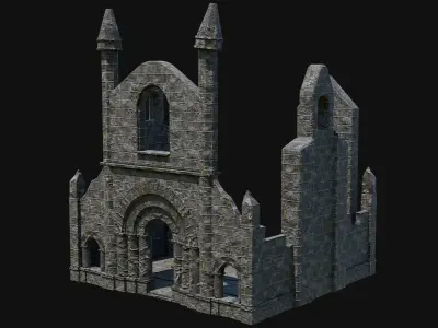 CELTIC RUIN MEDIEVAL GOTHIC CASTLE CATHEDRAL RUINS COLLECTION Low-poly 3D model