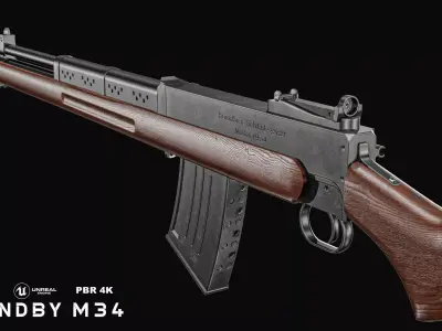 Brondby M34 Rifle Low-poly 3D model