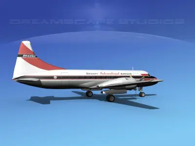 Convair CV-340 Braniff 3D model