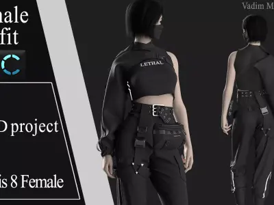 Female Modern Outfit 7 3D model