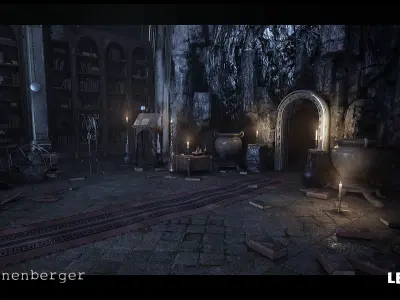 Merlins Cave Environment in Unreal Engine Low-poly 3D model