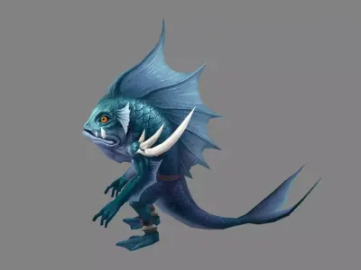 Cartoon fish demon Low-poly 3D model