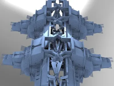 cyberpunk AsianTower Castle Hull 3D model