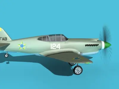 Curtiss P-40B Tomahawk V08 Brazil 3D model