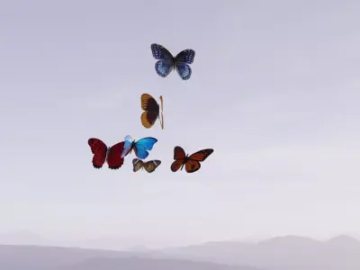 Butterflies Low-poly 3D model