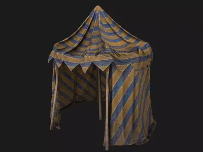 Medieval Circus Tent Market Stall Low-poly 3D model