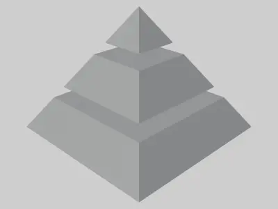 Pyramid Separated into 3 Parts Low-poly 3D model