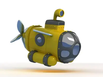 submarine cartoon military toy yellow industrial ship nautical 3D model