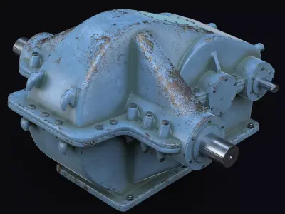 Reducer industrial gearbox Low-poly 3D model