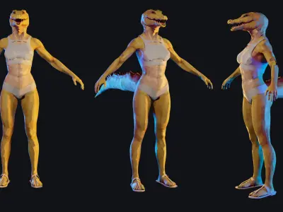 Amber Female Crocodile Base Mesh - COMMERCIAL LICENSE 3D model