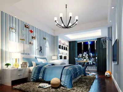 Light luxury children room 3D model Free low-poly 3D model