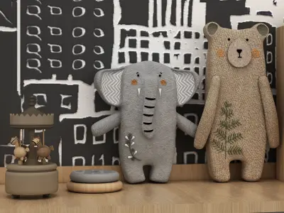 toys and furniture set Low-poly 3D model