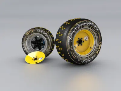 Wheels Collection tire and rim with button 3D model