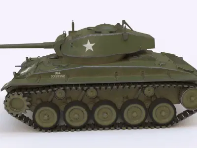 M24 Chaffee tank  Low-poly 3D model