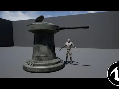 DF9 Turret Low-poly 3D model